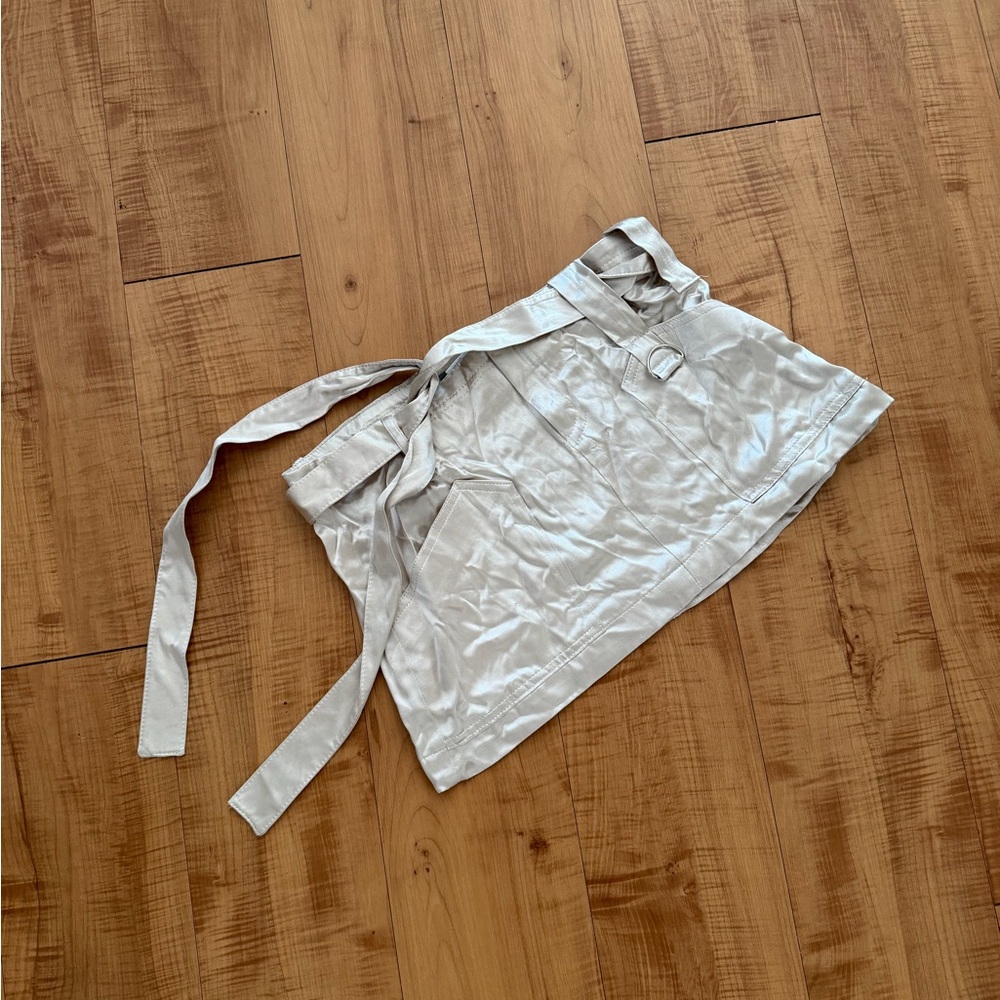 Satin Cargo Mini Skirt with tie Belt